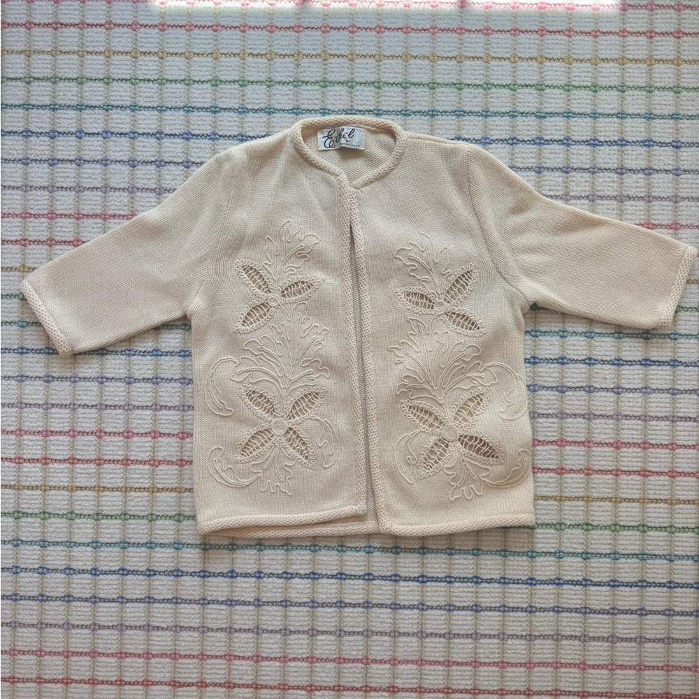 Vintage Cream Embroidered Cardigan